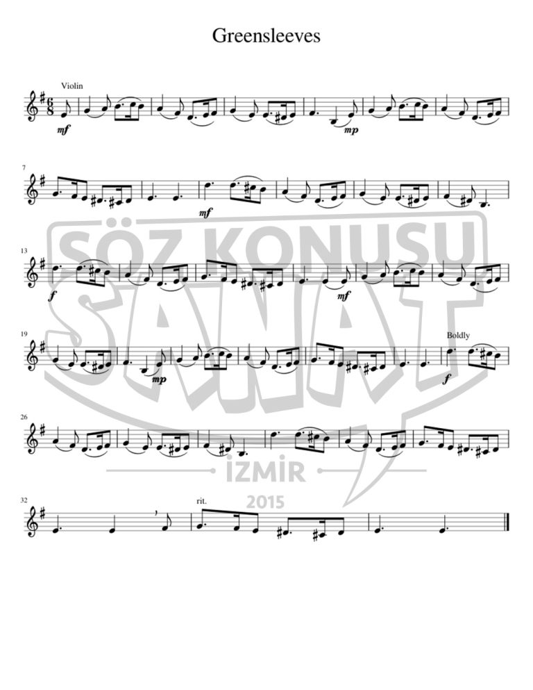 greensleeves-keman-notası